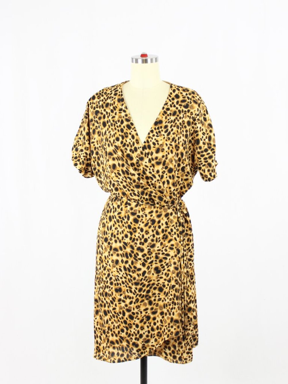 Aritzia BABATON Wallace Leopard Print Short Sleeve Wrap Dress, Size M